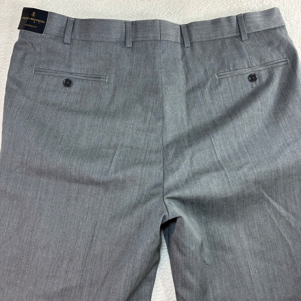 Brooks Brothers Madison Wool Dress Pant Men 40x31 Gray Pleat Formal Business NWT